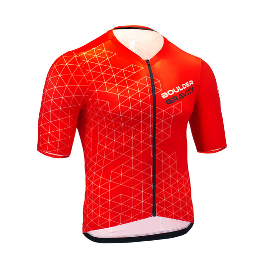 Our Premium Cycling Jersey has been designed to be lightweight, aero dynamic, fast drying, comfortable and boldly styled.
Premium Design and Construction - Heat pressed seams at the neck, sleeve, and bottom hems.  Elastic gripper along hem.
High Quality Fabric - Fabrics are engineered for performance and durability. 
Race fit Designed for a tighter fit  - If you prefer looser fit size up.  See size chart.
Moisture Wicking & Breathable - Quick drying, and flexibility.
Full Zip - High quality YKK zipper & ful